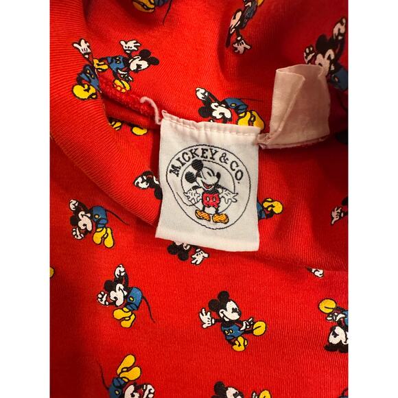 Women's Vintage Disney Mickey & Co Allover Print Turtleneck Red Size M - Picture 3 of 6